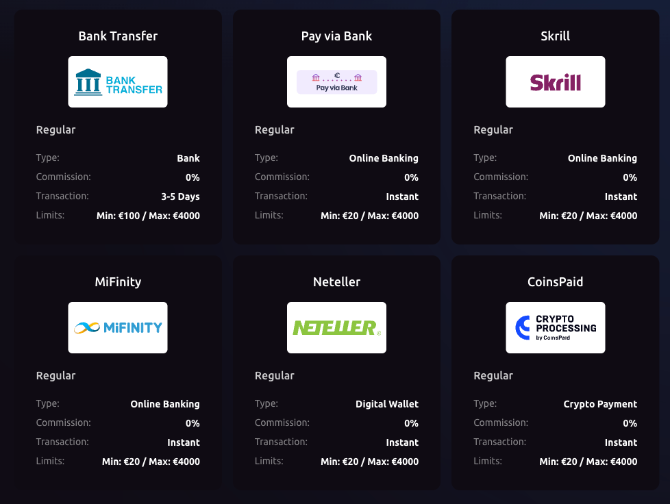 Crusino Casino Payments